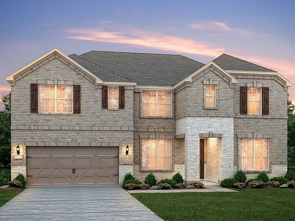 The Mansfield, a 2-story home with shutters, shown with Home Exterior B