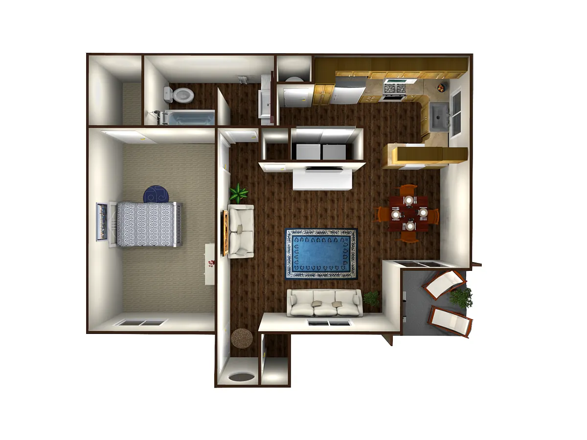 Floor plan 1 Bed Furnished Upstairs