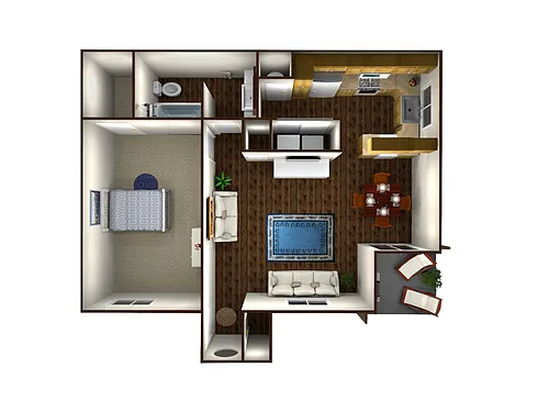 Floor plan 1 Bed Furnished Upstairs