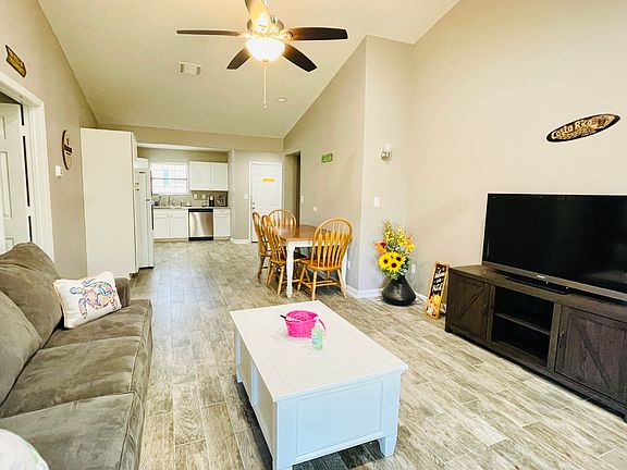 Open concept living and dining space.