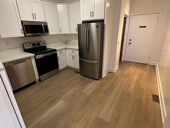 Kitchen Right ; Dishwasher, Stove, Built In Microwave and Fridge.