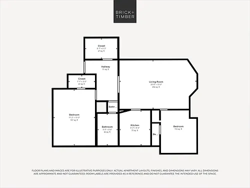 Floor plan 2 Bedroom 1 Bath
