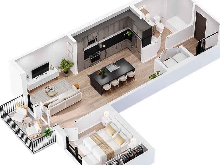 3D Obsidian - One Bedroom Floor Plan - Salt Lake City, UT 3D Obsidian - One Bedroom Floor Plan - Salt Lake City, UT