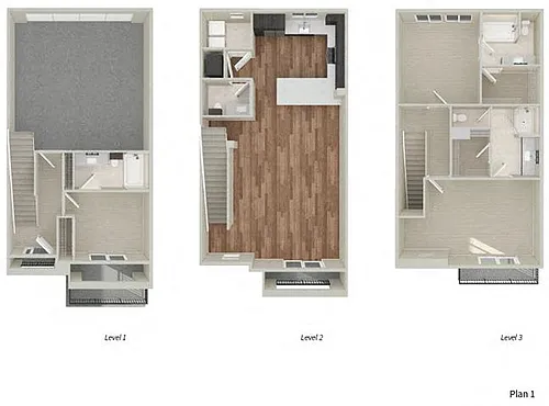 Floor plan Townhome One 3 x 3.5