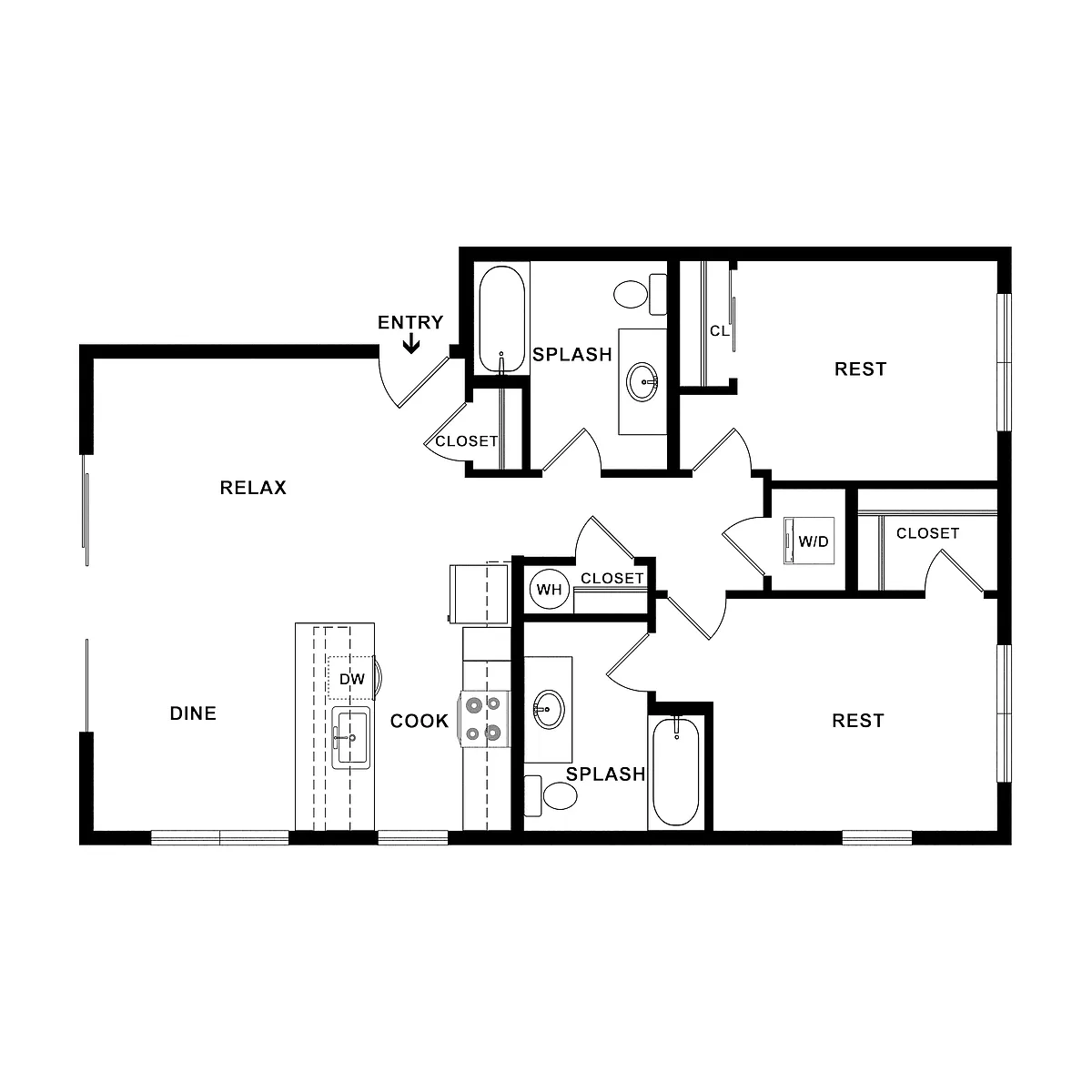 Floor plan 2 Bed/2 Bath-Argon
