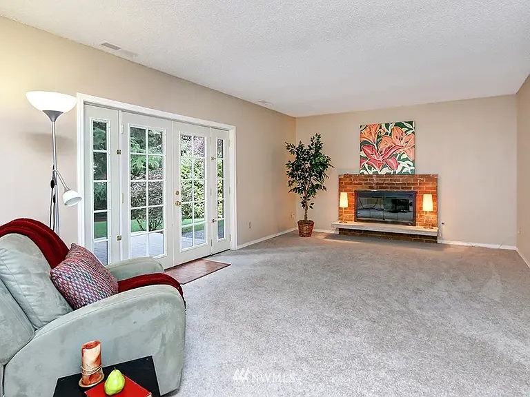 daylight basement with huge French doors to walk out to the yard