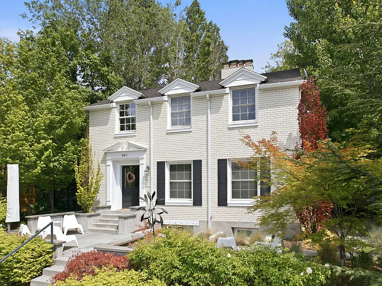 Front of the home on private hilltop in prestigious "Harvard-Yale" neighborhood.