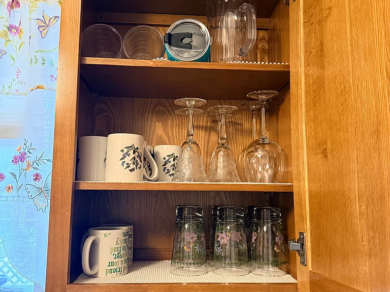Plenty of stemware for unwinding after a long day.