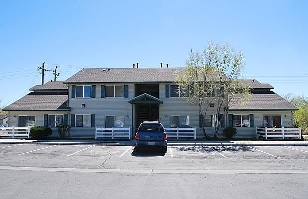 Apartment building from parking lot