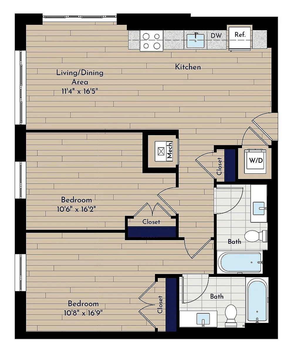 Floor plan A 2BR-E1.1