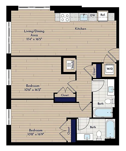 Floor plan A 2BR-E1.1