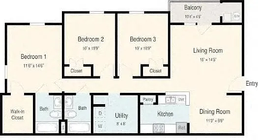 Floor plan Three Bedroom