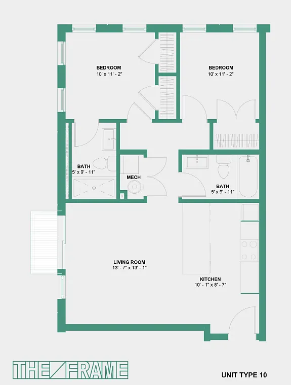 Floor plan Two Bedroom with Balcony