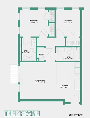 Floor plan Two Bedroom with Balcony