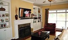 Living Room with Hardwoods, built-in bookcases, and wired for HDTV