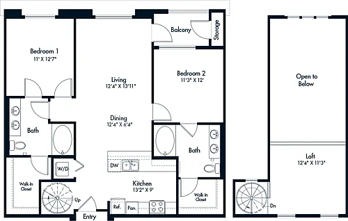 Floor plan 2 Bed- U19 Loft