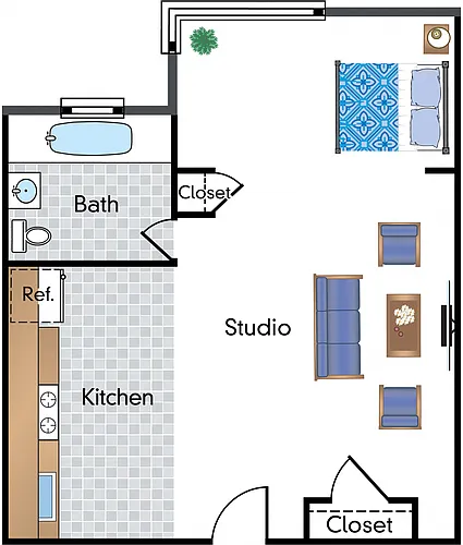 Floor plan Renovated Studio 08 Tier