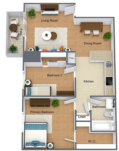 Floor plan 2BD NS | 2BD Non-Smoking | 797