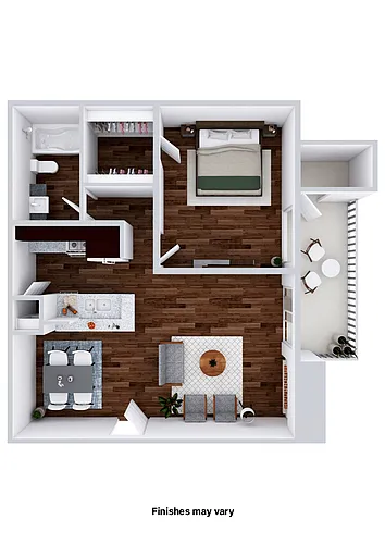 Floor plan A2 - One Bedroom One Bath
