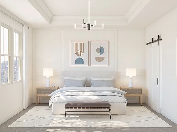 Primary suite with decorative feature wall