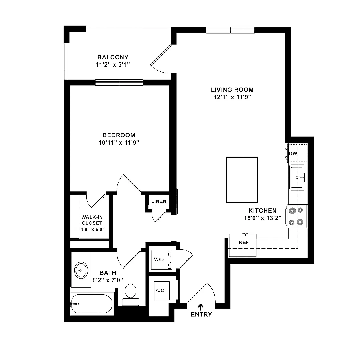 Floor plan 1 Bed/1 Bath-A3