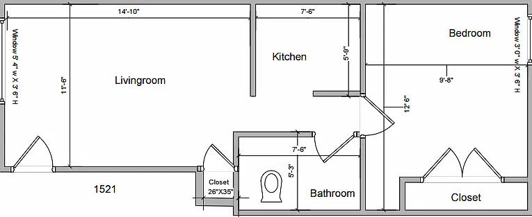 1 bed, 525 sqft, $1,050 — Photo 3