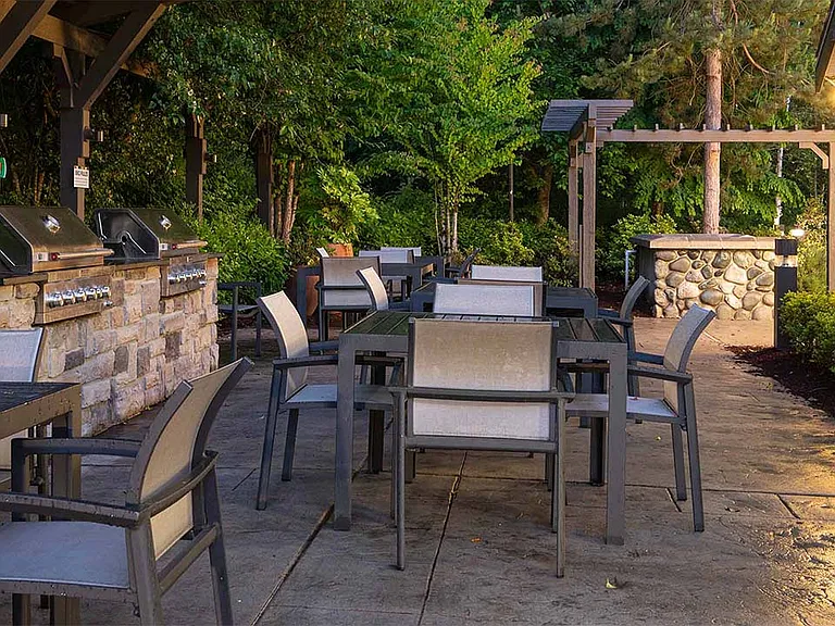 Apartment community outdoor grilling station at Griffis North Creek in Bothell, Washington.