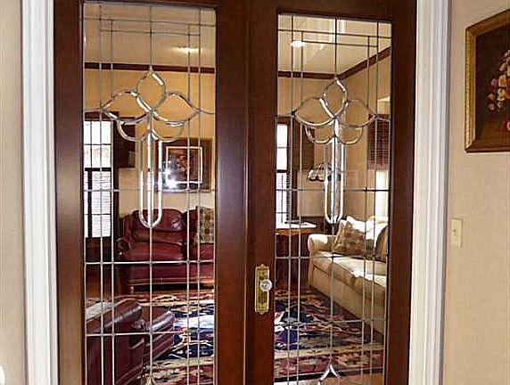 Leaded Glass Door to Den