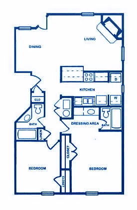 Floor plan 2 BD/2 BATH