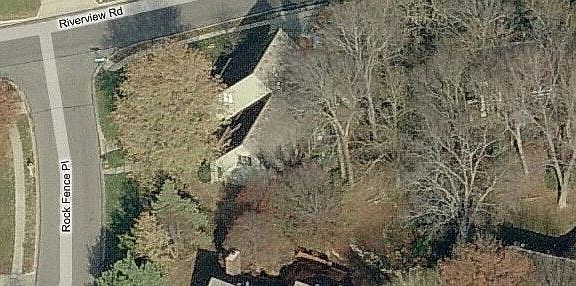 Aerial of Rockfence Pl with Riverview Rd