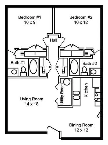 Floor plan 2 Bedroom 2 Bath