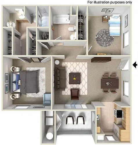 Floor plan 2 X 2 B