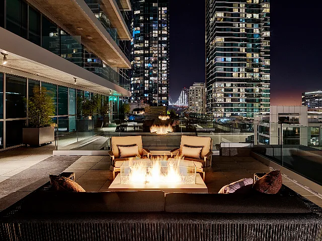 Enjoy a nighttime fire on our rooftop terrace