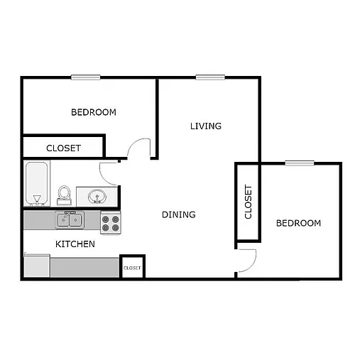 Floor plan 2 Bedroom 1 Bathroom