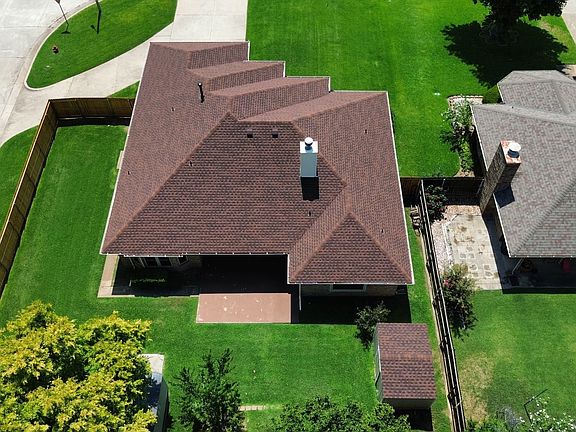 Drone view of backyard