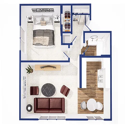 Floor plan One-Bedroom Corner Unit