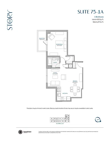 Floor plan 1 Bedroom, 1 Bathroom 1 Bed 1 Bath 27