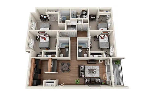 Floor plan 4x4 Maroon Premium