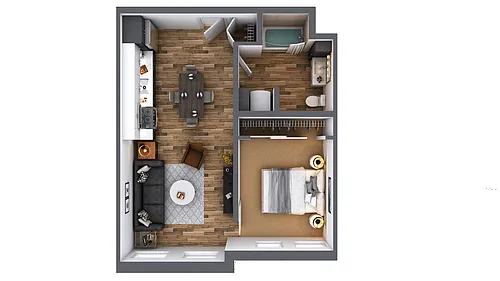 Floor plan 1 Bed 1 Bath B