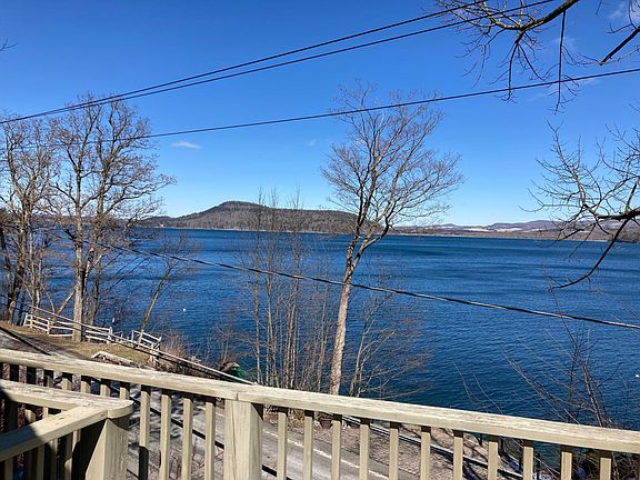 View, standing on our deck, of the "sleeping lion" in Cooperstown, on Otsego Lake!