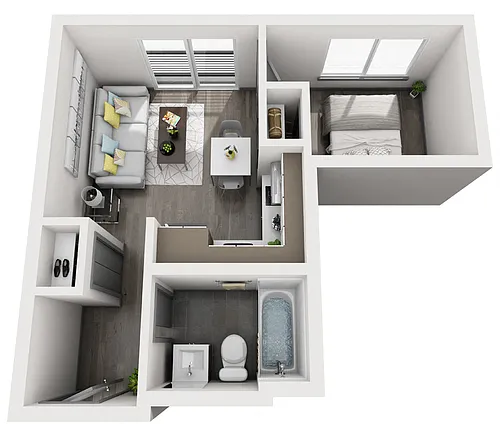 Floor plan 1x1 A - Unfurnished