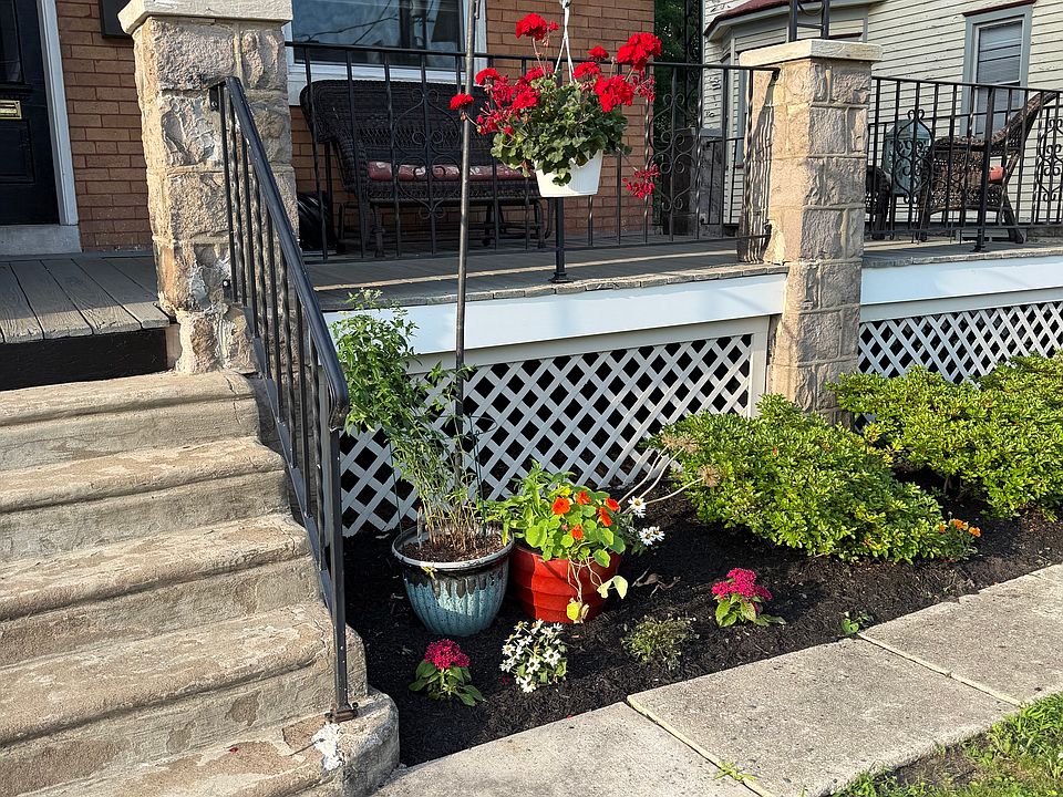 Front porch and gardens
