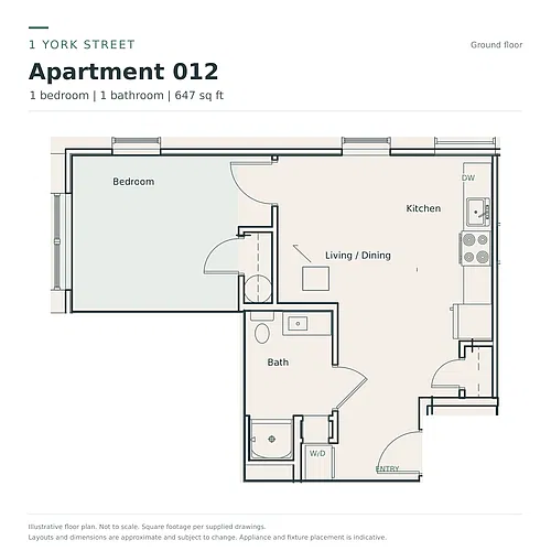 Floor plan 1 Bedroom - 1 Bath