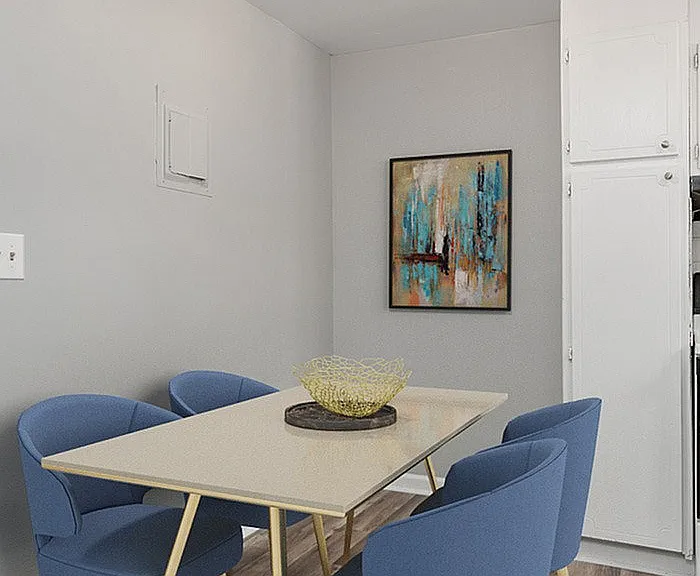 Experience dining in style with this sleek, modern setup designed for comfort and elegance.