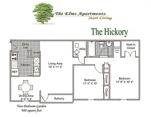 Floor plan 2 Bedroom & 1 Bathroom