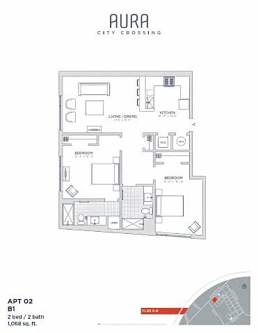 Floor plan Aura at City Crossing - B1