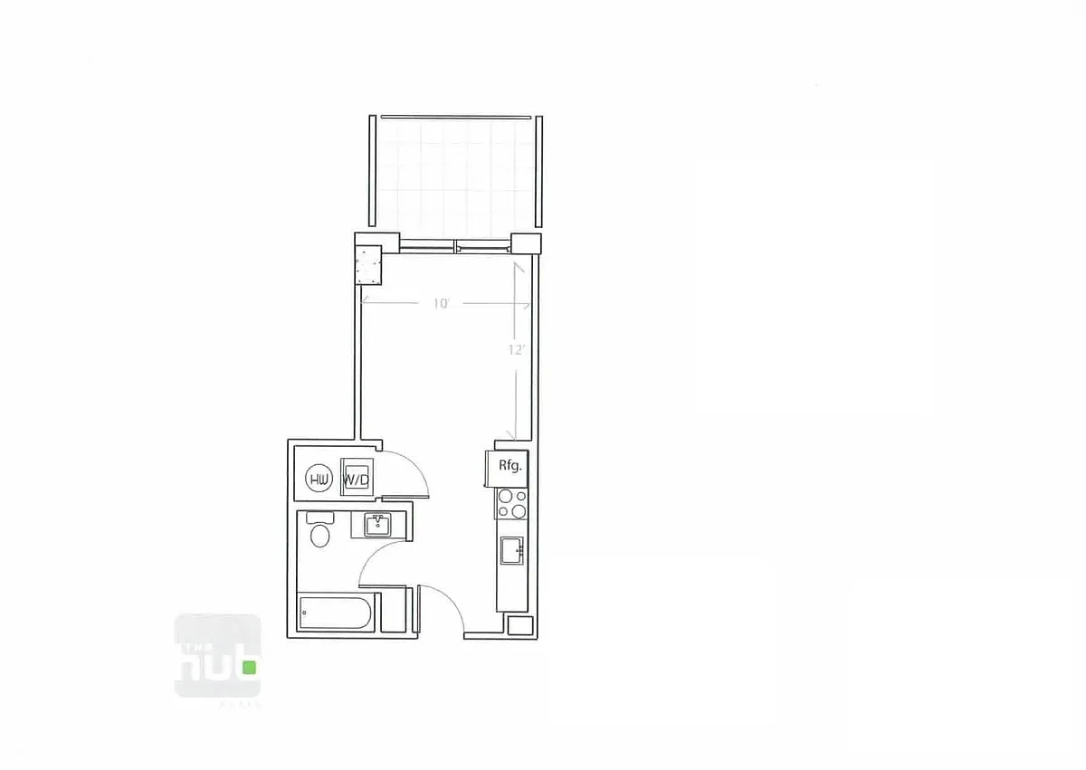 Floor plan Studio 1 Bath w/balcony