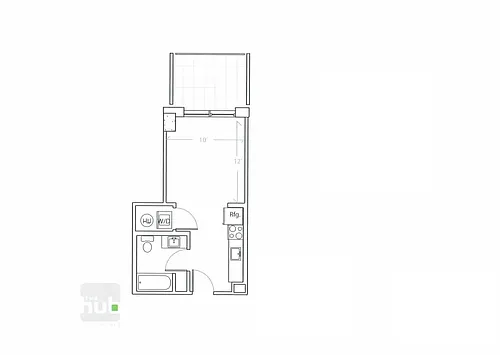 Floor plan Studio 1 Bath w/balcony