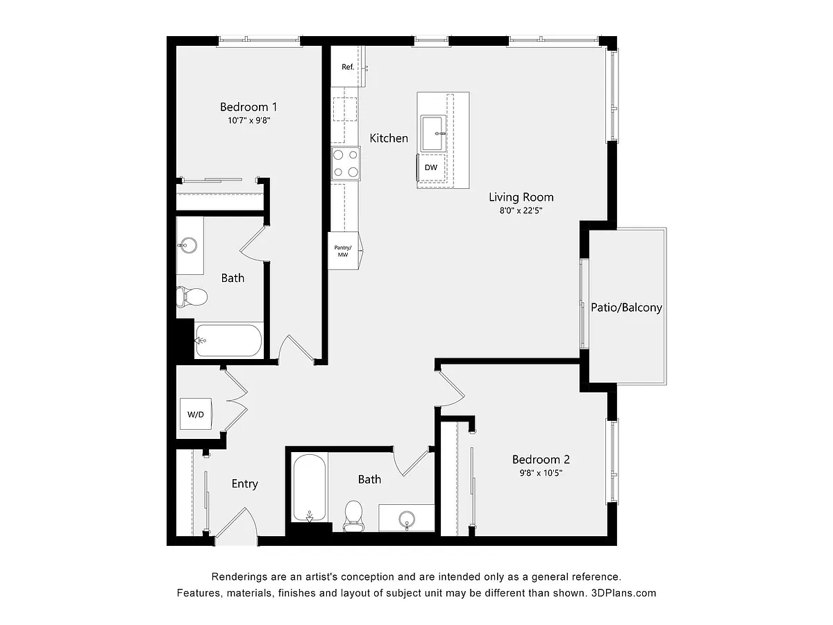 Floor plan Two Bedroom E02B