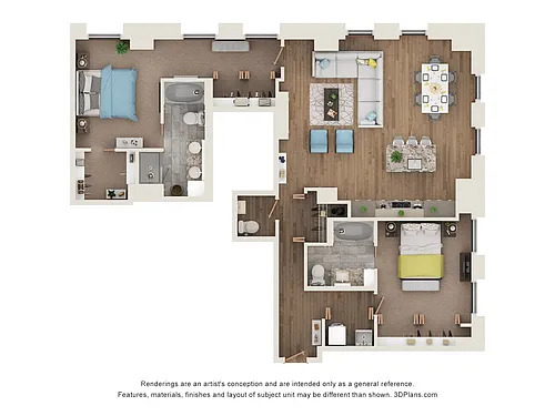 Floor plan 2 Bed, 2.5 Bath